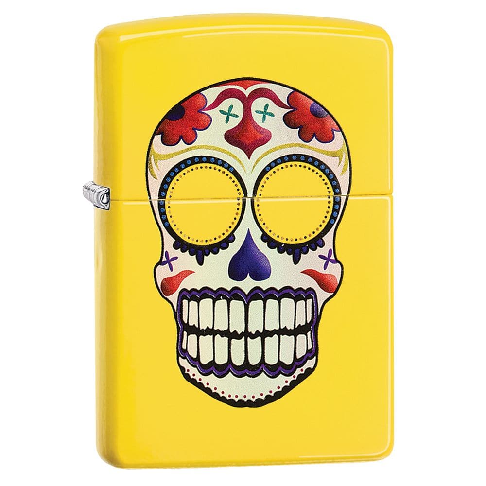 Zippo 24894 Day of the Dead Sugar Skull Neon Yellow Windproof Lighter, Classic Model, Yellow - OUTBACK