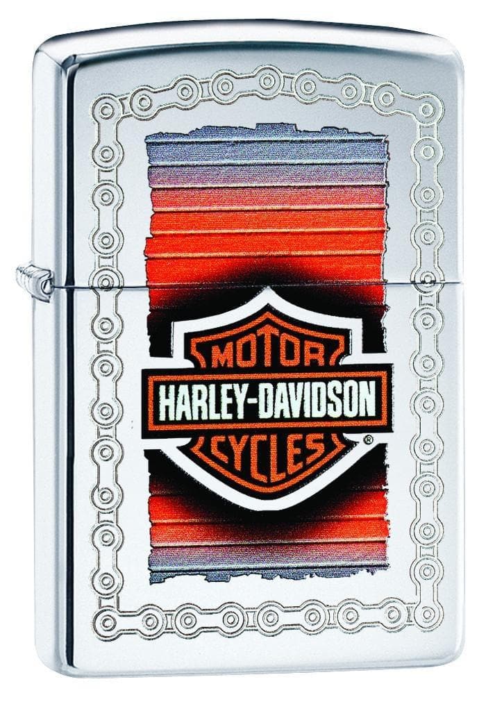 Zippo 29559 250 Harley-Davidson Chains High Polish Chrome Windproof Lighter, Harley-Davidson Model, Silver - OUTBACK