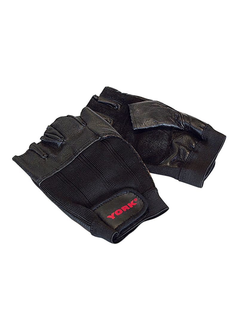 York, Fitness Leather Gloves Large, 60046, Black - Athletix.ae