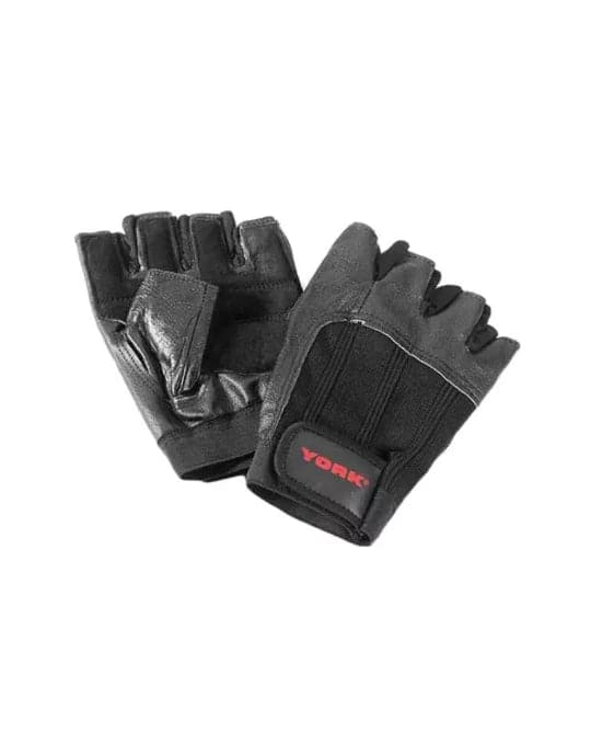 York, Fitness Deluxe Leather Workout Glove Small, 60189, Black - Athletix.ae