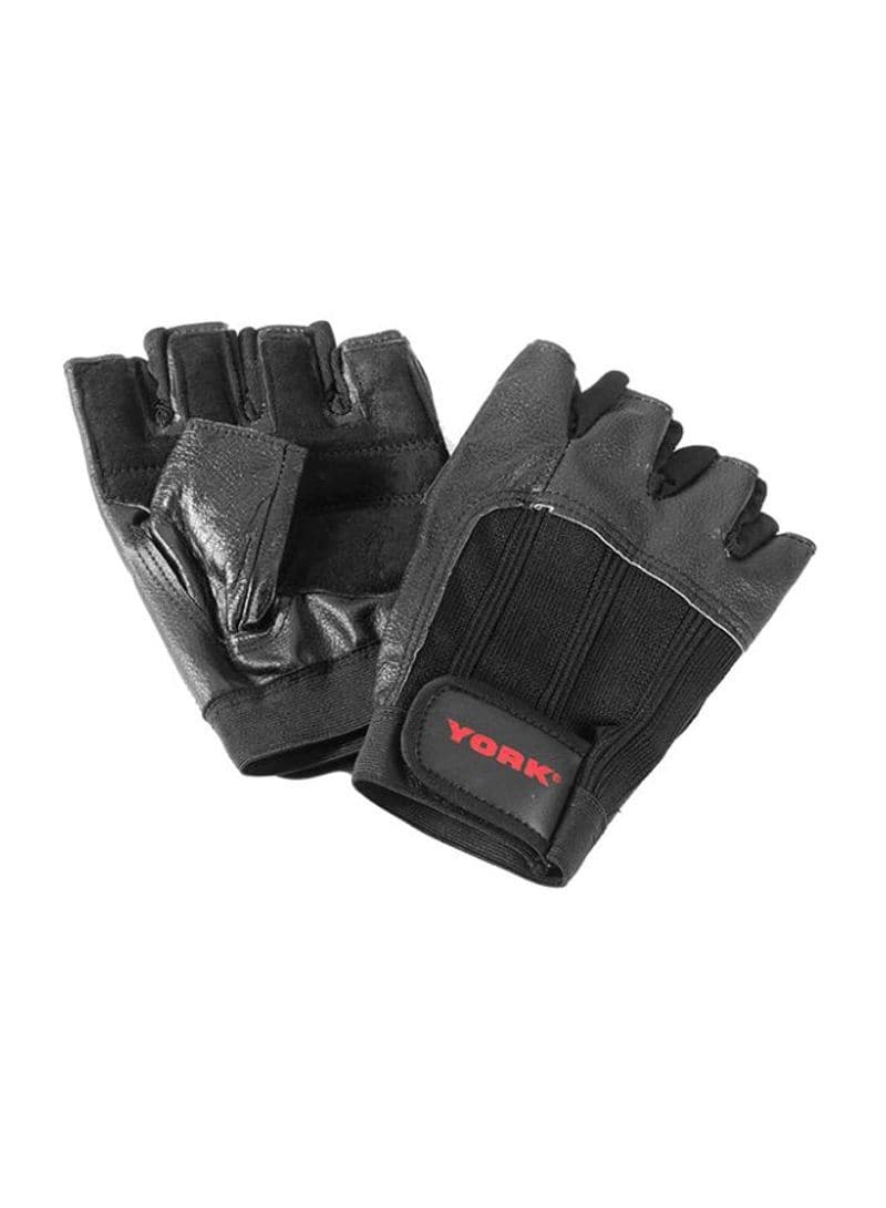 York, Fitness Leather Gloves, 60044, Black - Athletix.ae