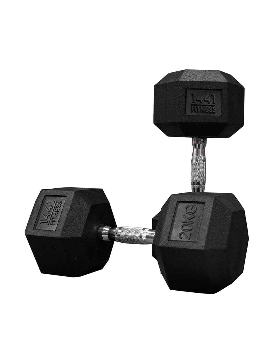 PRSAE Dumbbells 20 KG 1441 Fitness Rubber Hex Dumbbells in Kilogram | Sold In Pairs (2 pcs) | Tough & Durable | Chrome Plated Economical Handle