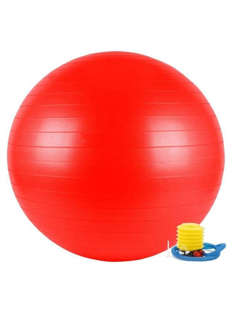 York, Fitness Anti-Burst Gym Ball 65Cm W/Pump, Red - Athletix.ae