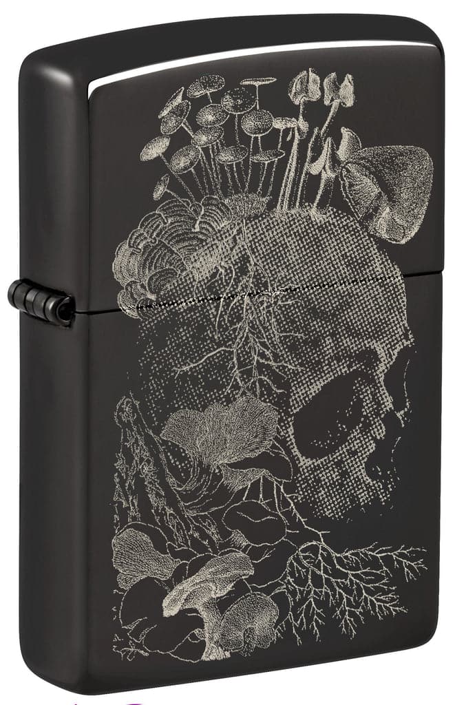 Zippo 48590 24756 Skull Mushroom Design High Polish Black Windproof Lighter - OUTBACK