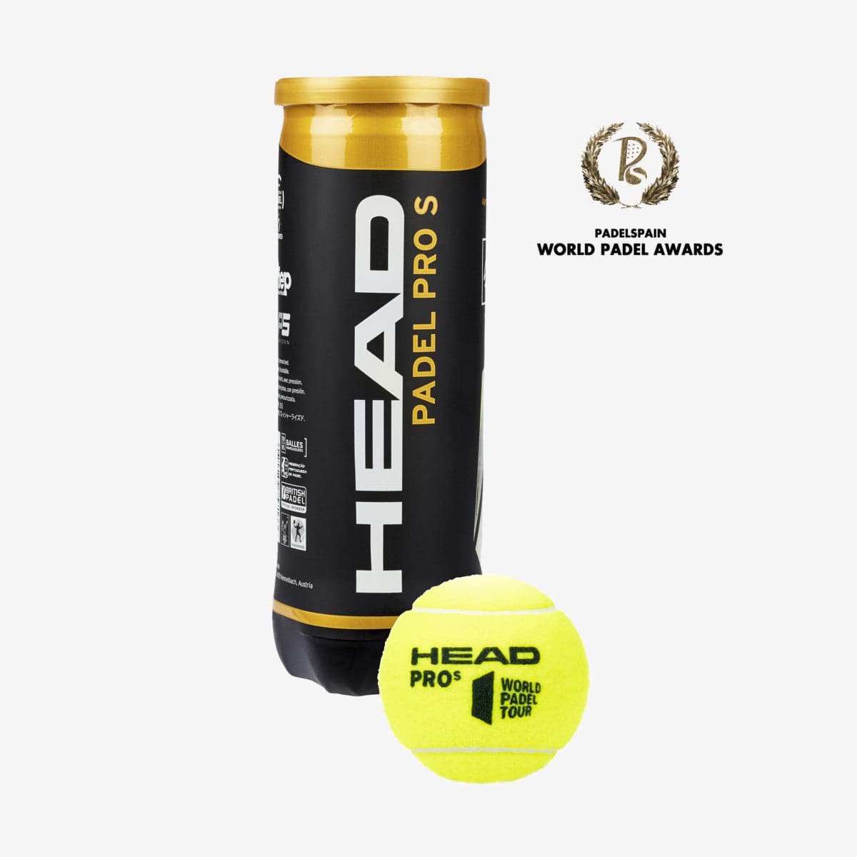 3B HEAD Padel Pro S, Can of 3 Padel Balls - Athletix.ae