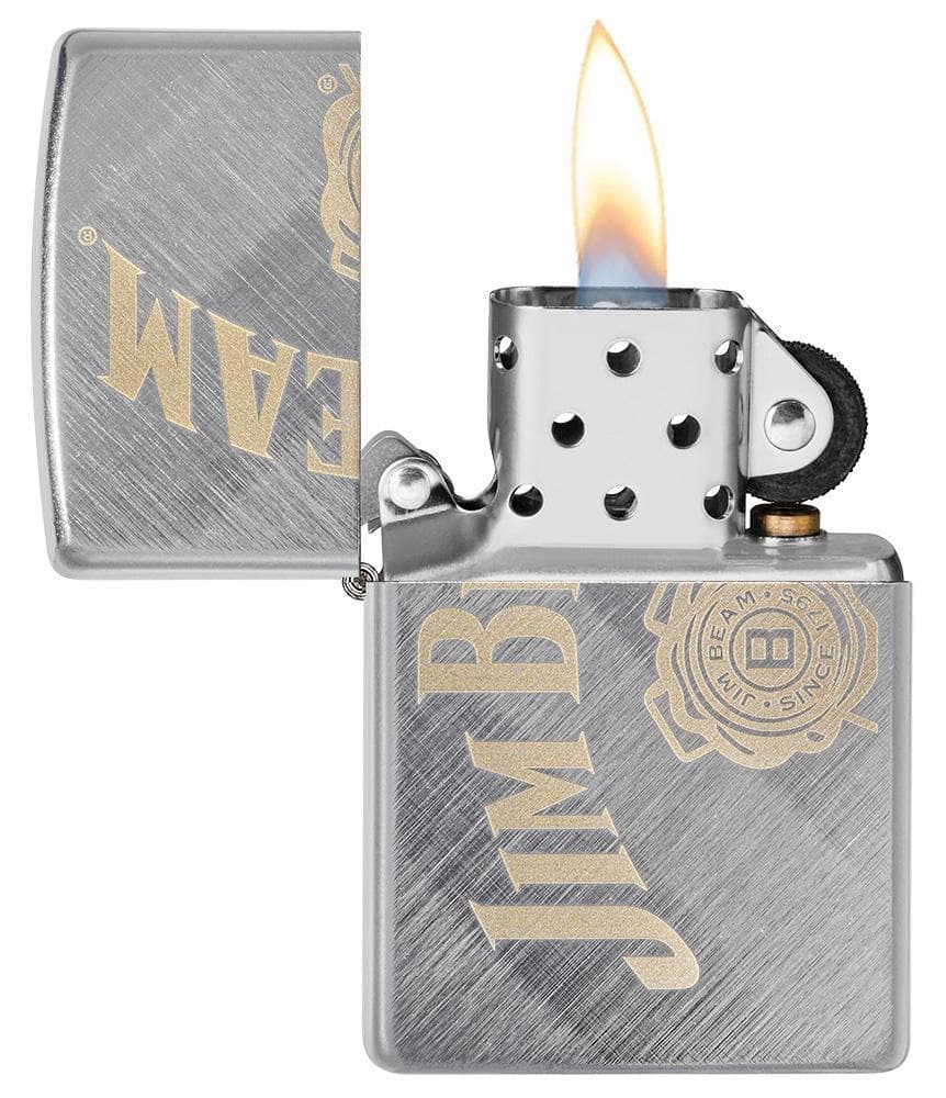 Zippo 49324 28182 Jim Beam Logo Diagonal Weave Windproof Lighter, Jim Beam Model, Silver - OUTBACK