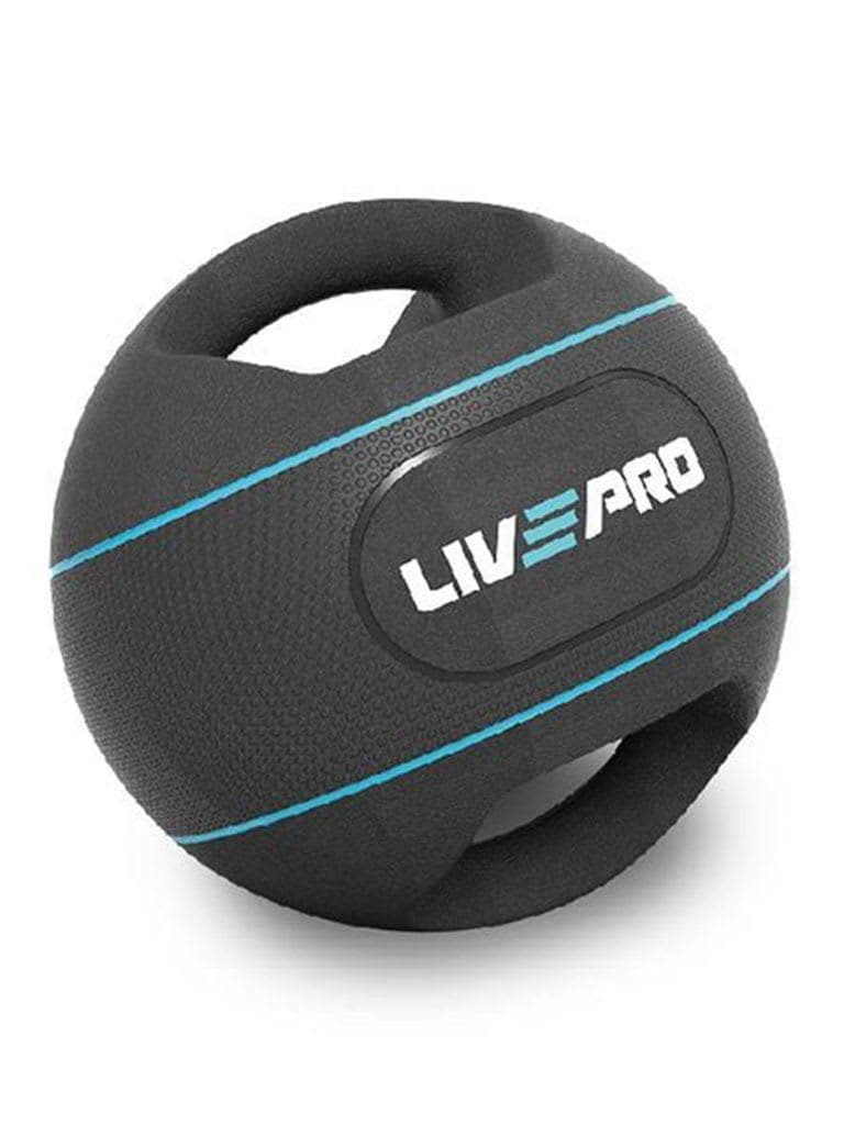 Livepro, Double Grip Medicine Ball, Lp8111-04, Black/Blue - Athletix.ae