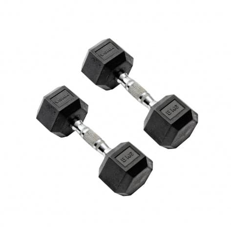 York, Commercial Rubber Hex Dumbbell, 35005, Black - Athletix.ae