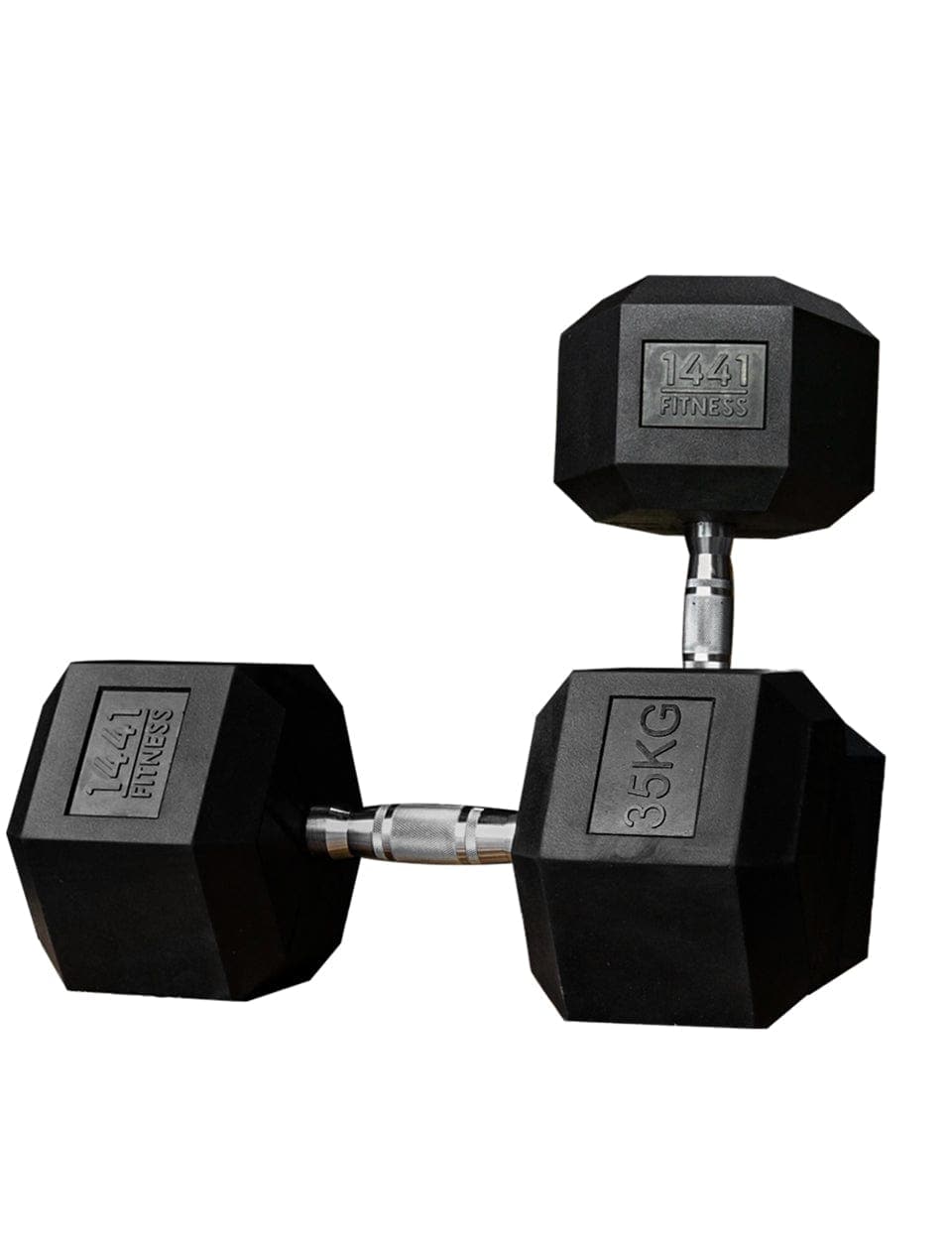 PRSAE Dumbbells 35 KG 1441 Fitness Rubber Hex Dumbbells in Kilogram | Sold In Pairs (2 pcs) | Tough & Durable | Chrome Plated Economical Handle