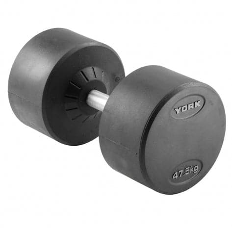 York, Fitness Round Rubber Dumbbell, Dzlg12, Black - Athletix.ae