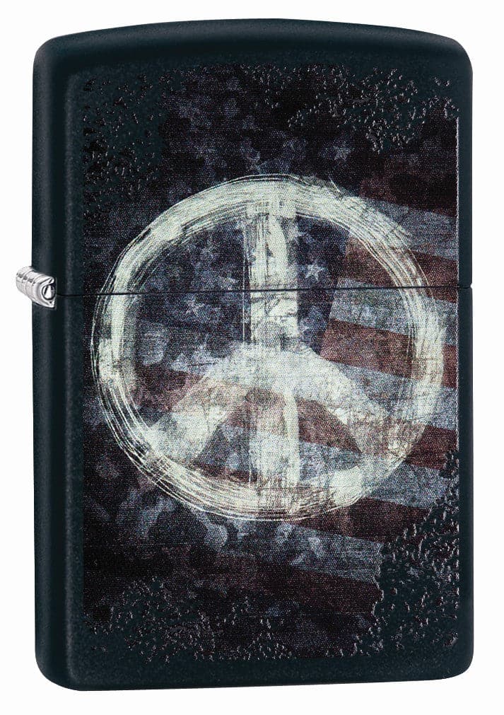 Zippo 28864 218 Peace on Flag Black Matte Windproof Lighter, Classic Model, Black - OUTBACK