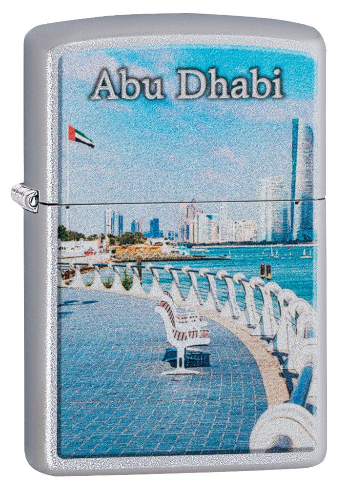 Zippo CI412383 205 Abudhabi Corniche Satin Chrome Design Windproof Lighter, Middle East Model, Silver - OUTBACK