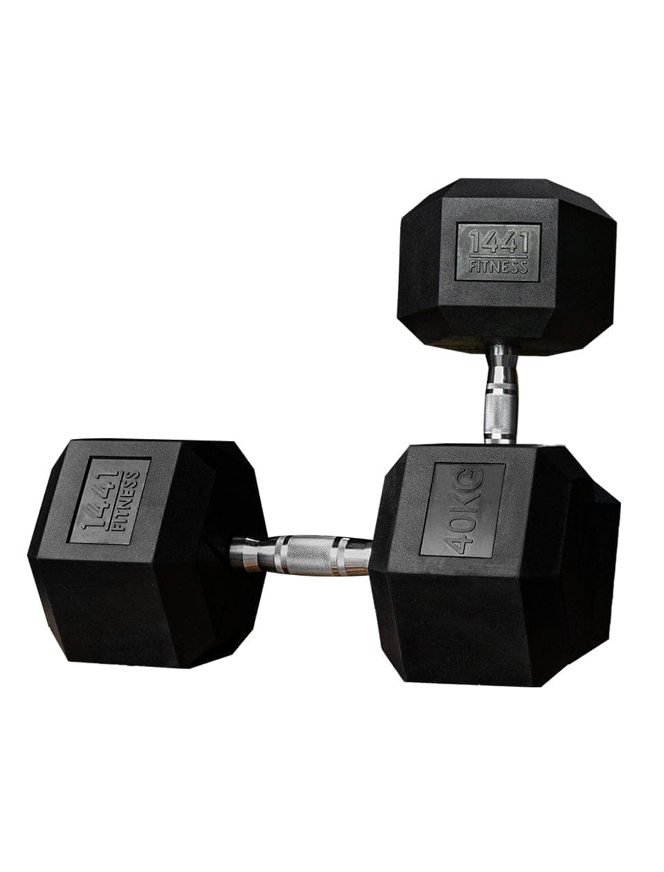 PRSAE Dumbbells 40 KG 1441 Fitness Rubber Hex Dumbbells in Kilogram | Sold In Pairs (2 pcs) | Tough & Durable | Chrome Plated Economical Handle