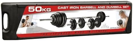 York, Dumbbell Set 50 Kg Cast Iorn, 2435, Silver/Black - Athletix.ae