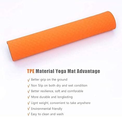 Liveup, Tpe Yoga Mat 173*61*0.4Cm, Ls3237, Orange+Grey - Athletix.ae