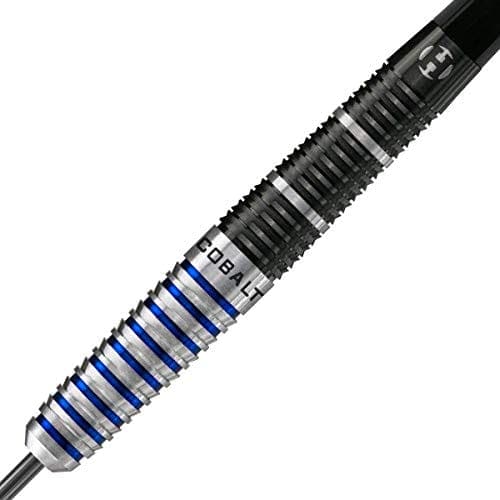 Harrows Cobalt Black/Blue 90% Tungsten Steel Tip Darts, 3 Supergrip Fusion Shafts, 3 Retina Flights (21g) - Athletix.ae