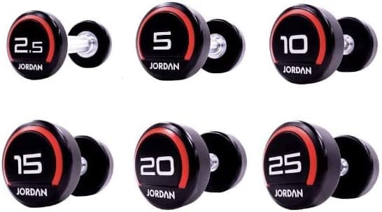 Jordan Fitness UK Premium Round Dumbbell Sets 2.5kg to 20kg with Rack - Athletix.ae