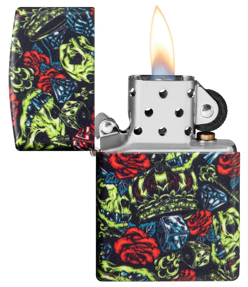 Zippo 49696 49193 Skull Crown Glow In The Dark 540 Color Windproof Lighter - OUTBACK