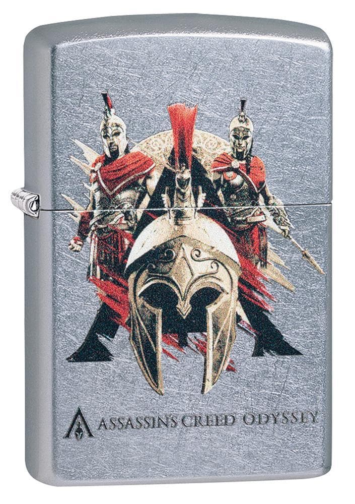 Zippo 49084 Assassins Creed Odyssey Logo Street Chrome Windproof Lighter, Classic Model, Silver - OUTBACK