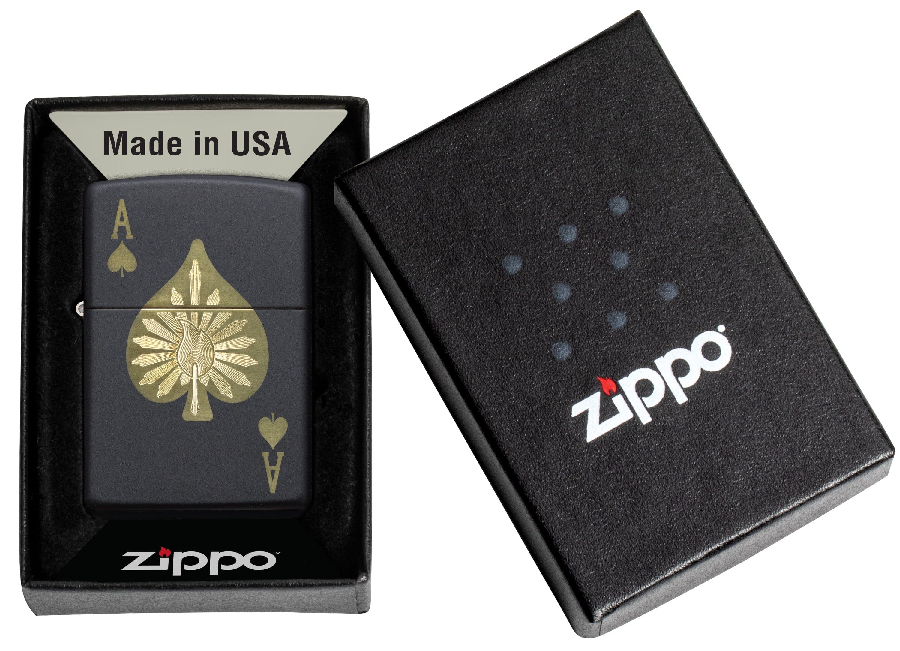 Zippo MP400043 218 Flame with Ace Degisn Black Matte Windproof Lighter, Middle East Model, Black - OUTBACK