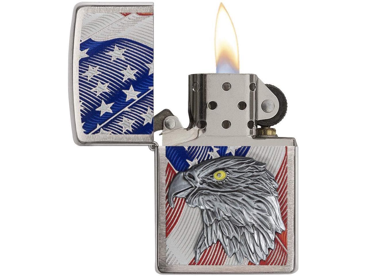 Zippo 29508 200 USA Flag With Eagle Emblem Windproof Lighter, Classic Model, Silver - OUTBACK