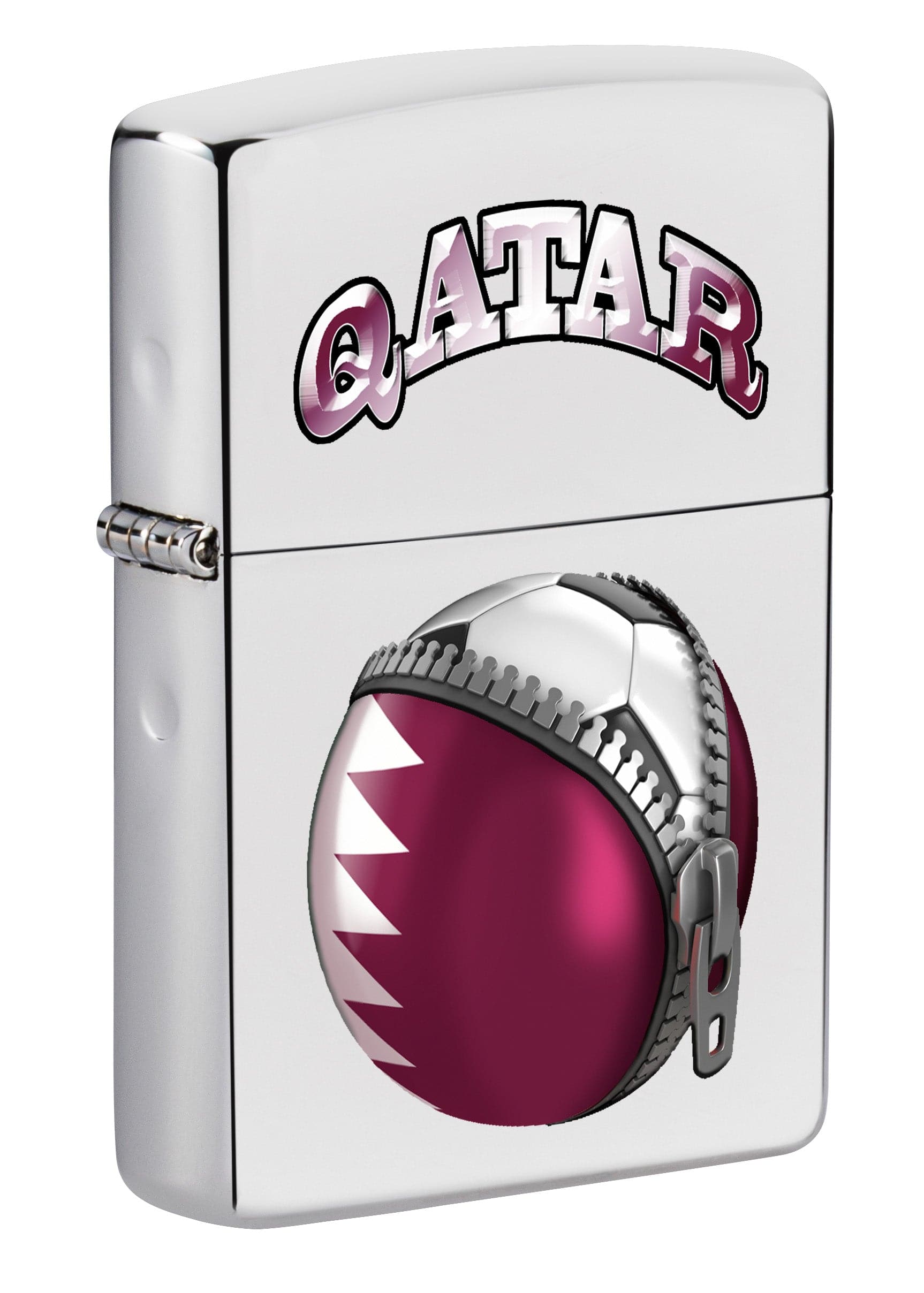 Zippo CI014300 250 Qatar Soccer Ball High Polish Chrome Windproof Lighter, Middle East Model, Silver - OUTBACK