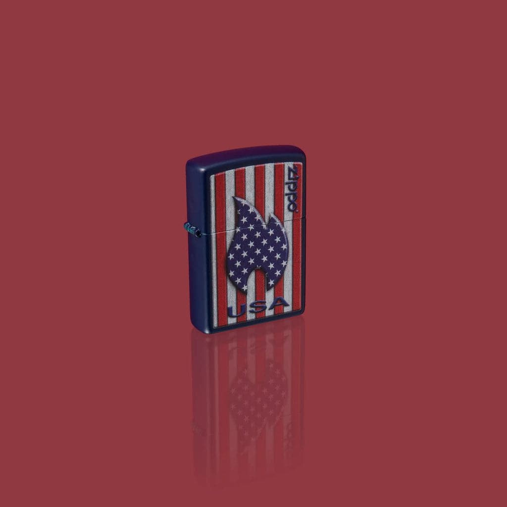 Zippo 48560 239 Patriotic Flame Design Navy Matte Windproof Lighter - OUTBACK