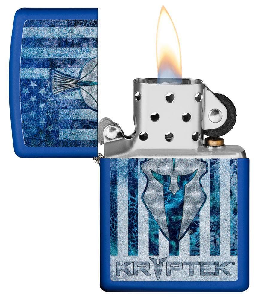 Zippo 49179 229 Kryptek Camo American Flag Royal Blue Matte Lighter, Classic Model, Blue - OUTBACK