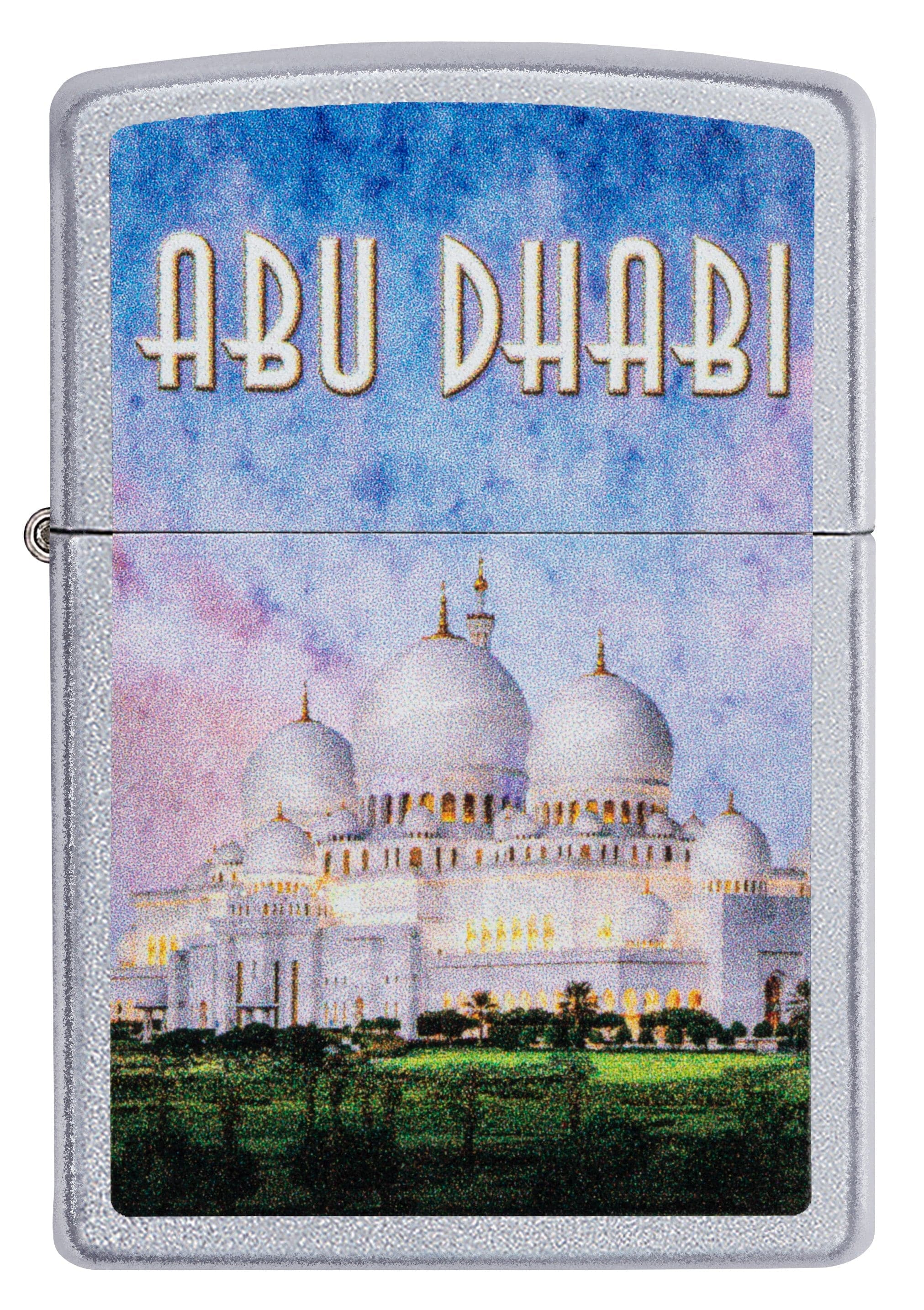 Zippo CI412381 205 Abu Dhabi Grand Mosque Design Satin Chrome Windproof Lighter, Middle East Model, Silver - OUTBACK