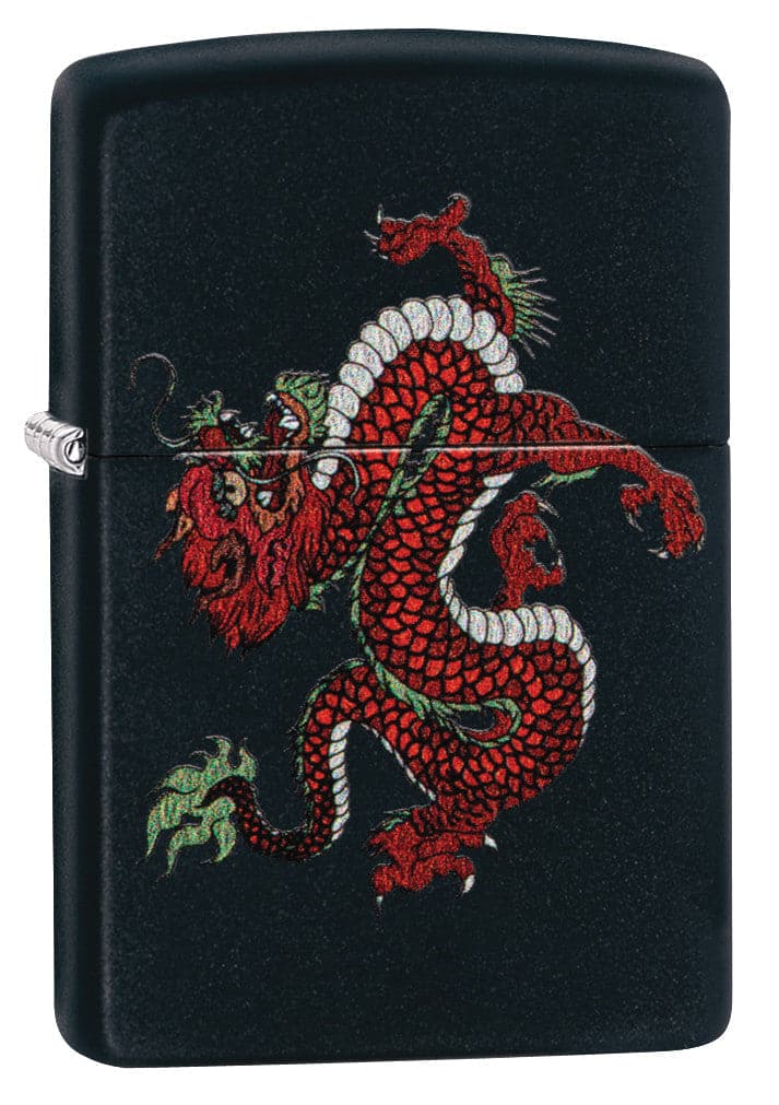 Zippo CI412376 218 Red Dragon Design Black Matte Windproof Lighter, Middle East Model, Black - OUTBACK