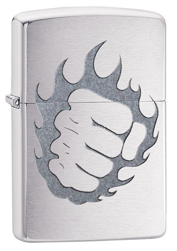 Zippo 29428 Tattoo Fire & First Brushed Chrome Windproof Lighter, Classic Model, Silver - OUTBACK