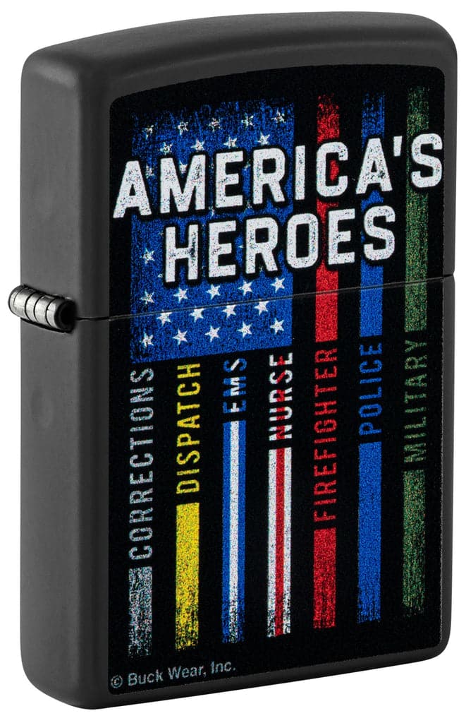 Zippo 48634 218 Buckwear America's Heroes Design Black Matte Windproof Lighter - OUTBACK