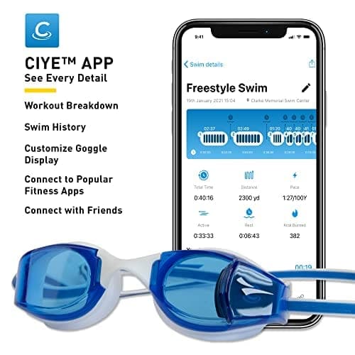 FINIS Smart Goggle, Swimming Fitness Tracker, In-Goggle Display Shows Real-Time Swim Data, Review Your Workout Metrics in App - Athletix.ae