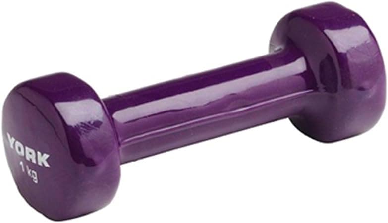 York, Fitness Single Vinyl Dipped Dumbbell, 1 Kg, 1671 Purple - Athletix.ae