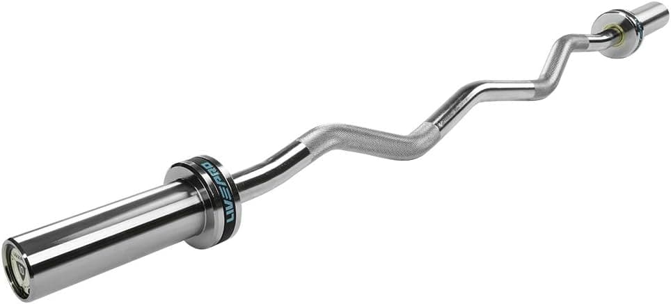 Liveup, 4 Olympic E-Curl Bar 120 Cm 10Kg, Lp8053, Chrome - Athletix.ae