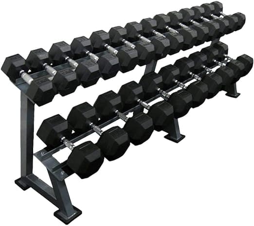 Ta Sports, Hex Dumbbell Set 2.5Kg To 25Kg With Heavy Duty Dumbbell Rack, Silver - Athletix.ae