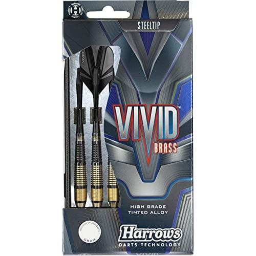 Harrows Vivid Black Brass Steel Tip Darts, 21 Grms - Athletix.ae