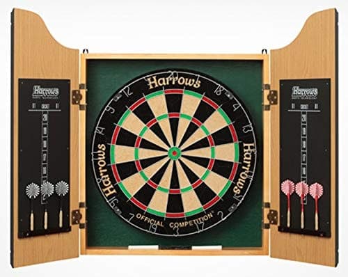 Harrows JE14 Unisex Adult Complete Choice Wooden Cabinet Dart Set - Brown, 64 cm - Athletix.ae