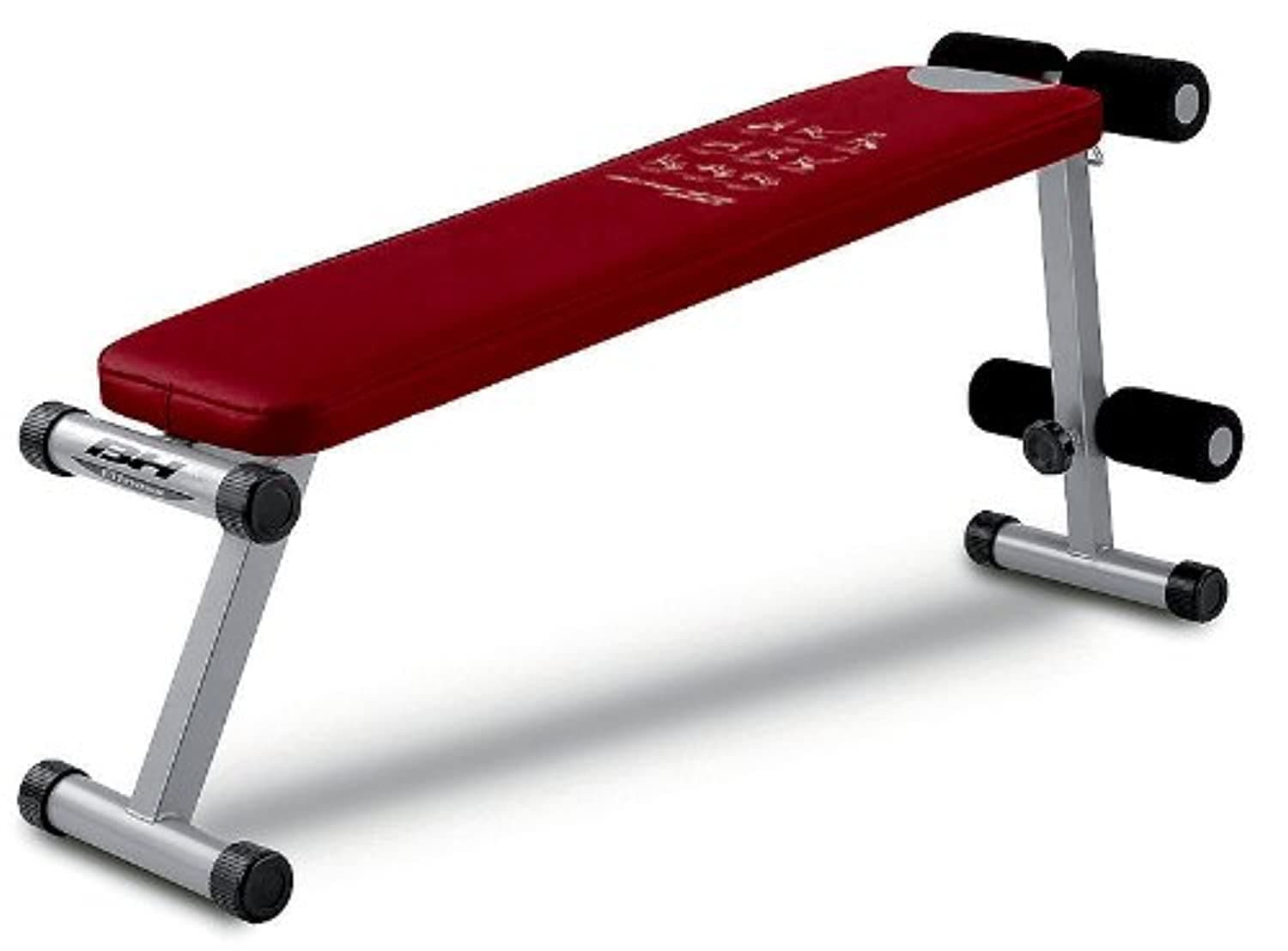 BH Fitness Bench Atlanta 300 G59X - Flat Weight Lifting/Press Bench - Red/Metallic - Athletix.ae