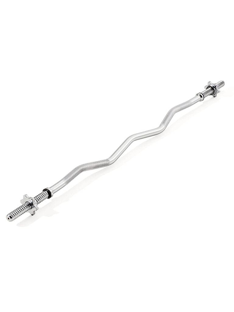 York, Fitness Spinlock E-Z Curl Bar With Collar, 6004, Silver - Athletix.ae