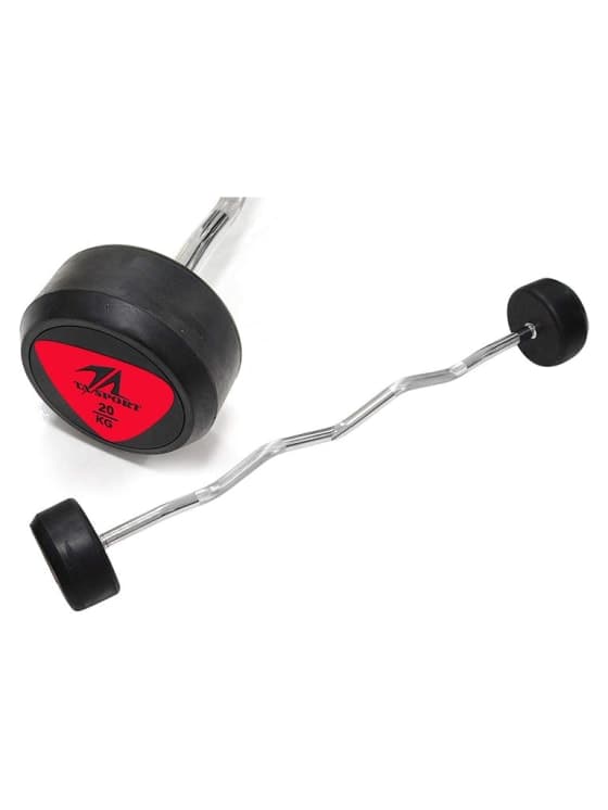 Ta Sport, Rubber Coated Curl Barbell, LS2033, Red - Athletix.ae