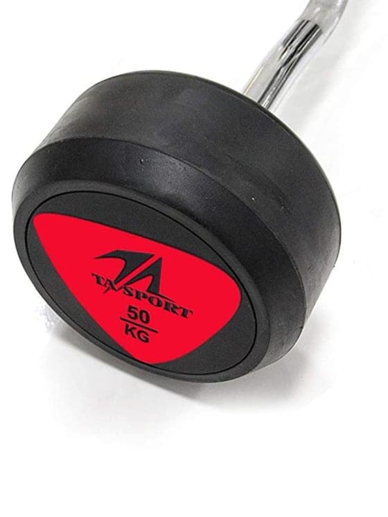 Ta Sport, Rubber Coated Curl Barbell, LS2033, Red - Athletix.ae