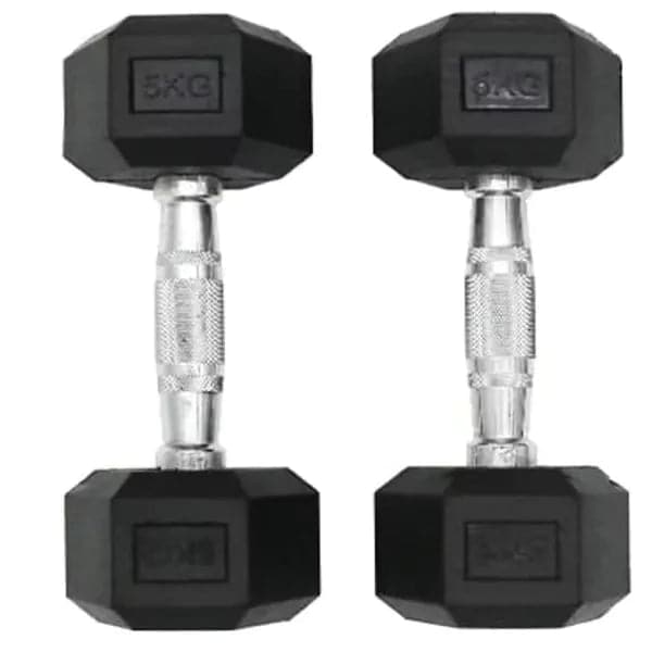 Ta Sports, Hex Vinyl Dipping Dumbbell 5Kg X 2Pc, Db2121, Black - Athletix.ae