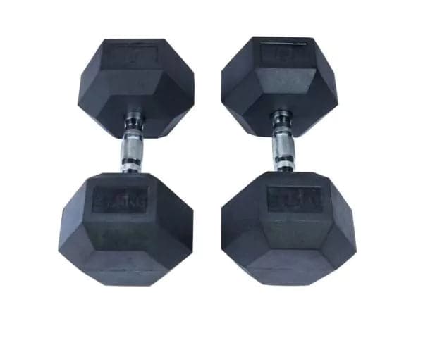 Ta Sports, Hex Rubber Dumbbell Gl1101 27.5Kg, Black - Athletix.ae