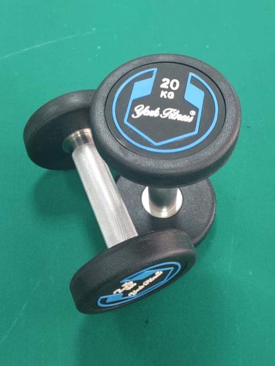 York, Fitness Round Rubber Dumbbell, Dzlg12, Black - Athletix.ae