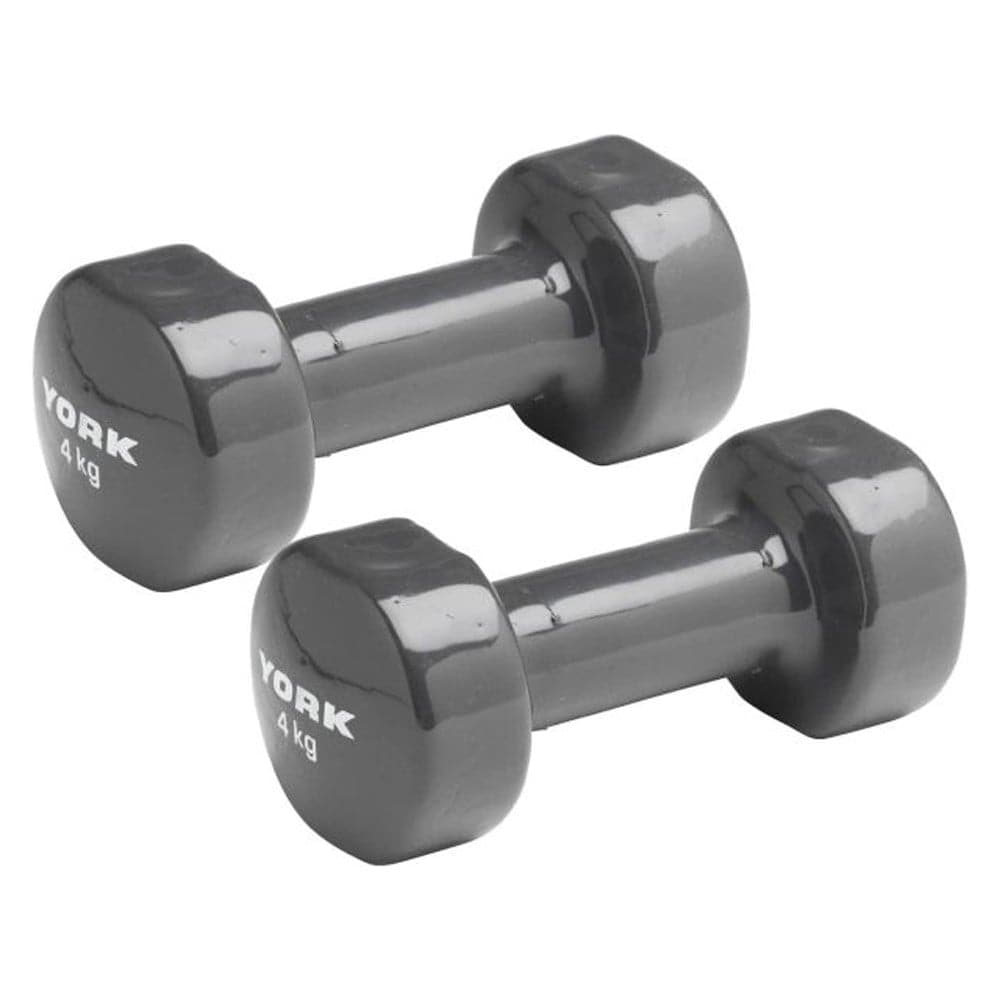 York, Fitness Vinyl Dumbbell 2Kg, 1673, Yellow - Athletix.ae