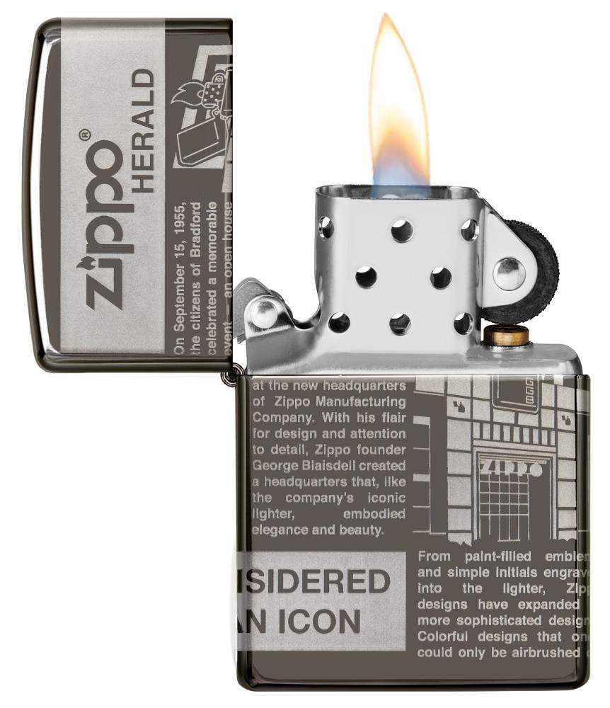 Zippo 49049 150 Newsprint Design Black Ice Windproof Lighter, Classic Model, Black - OUTBACK