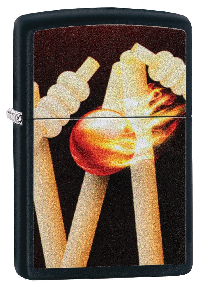 Zippo CI412375 218 Wickets Design Black Matte Windproof Lighter, Middle East Model, Black - OUTBACK