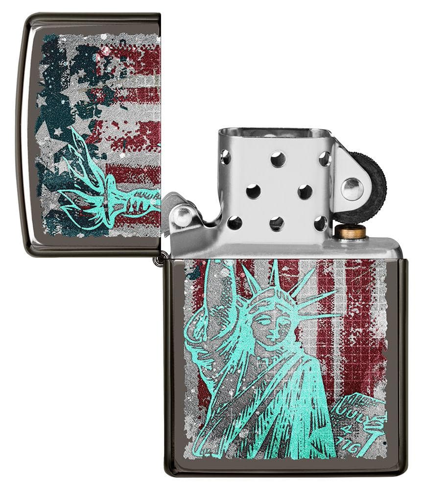 Zippo 49663 150 Statue Of Liberty Design Black Ice Windproof Lighter - OUTBACK