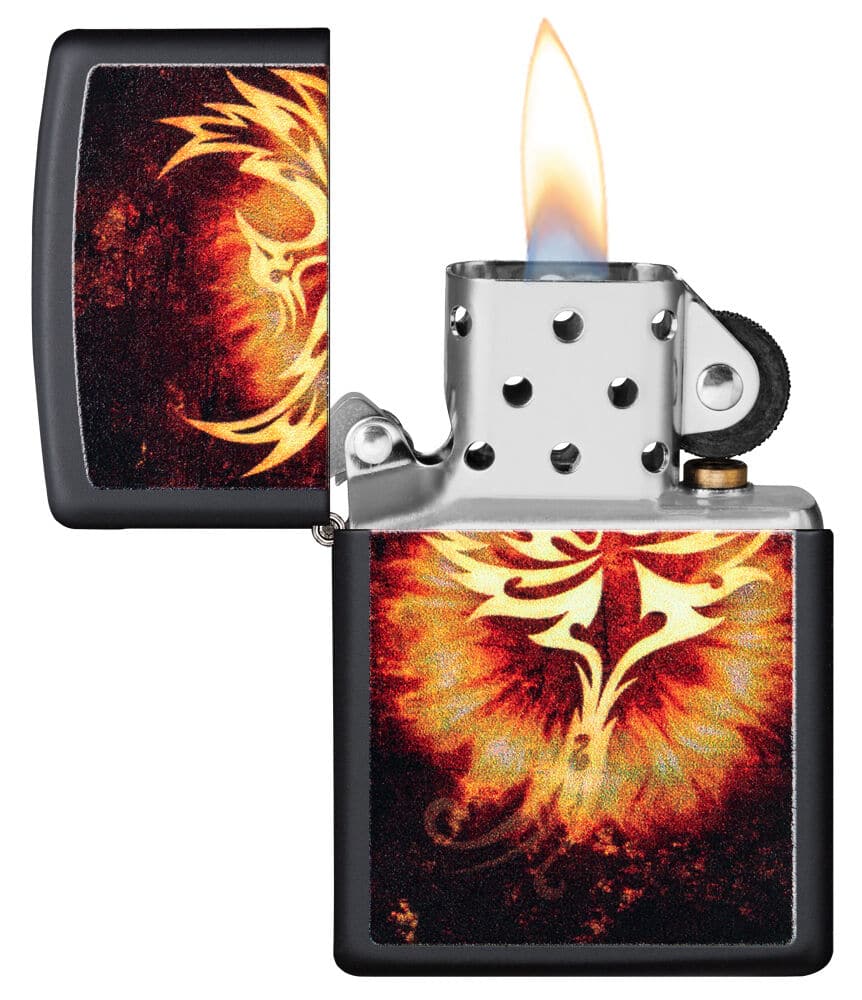 Zippo 29866 Phoenix Design 2 Windproof Lighter, Classic Model, Black - OUTBACK